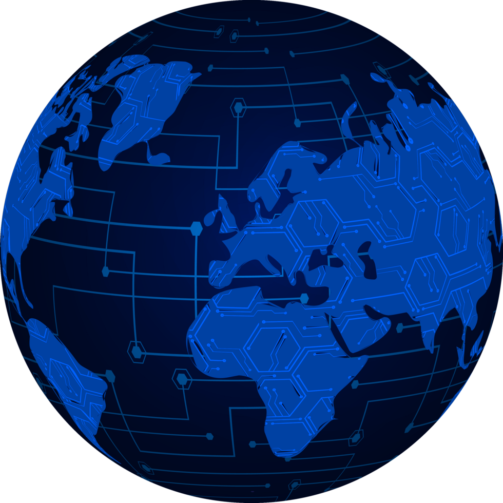 Modern Technology World Map Globe Pack png
