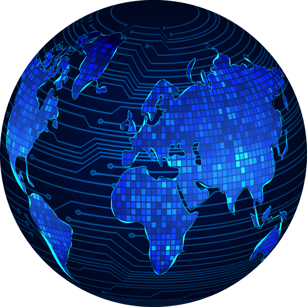 Modern Technology World Map Globe Cropout 20868721 PNG