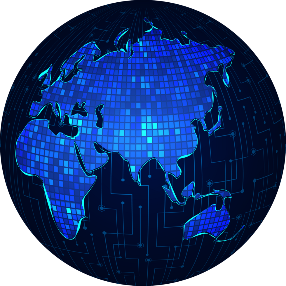 Modern Technology World Map Globe Crop Out 20868724 Png