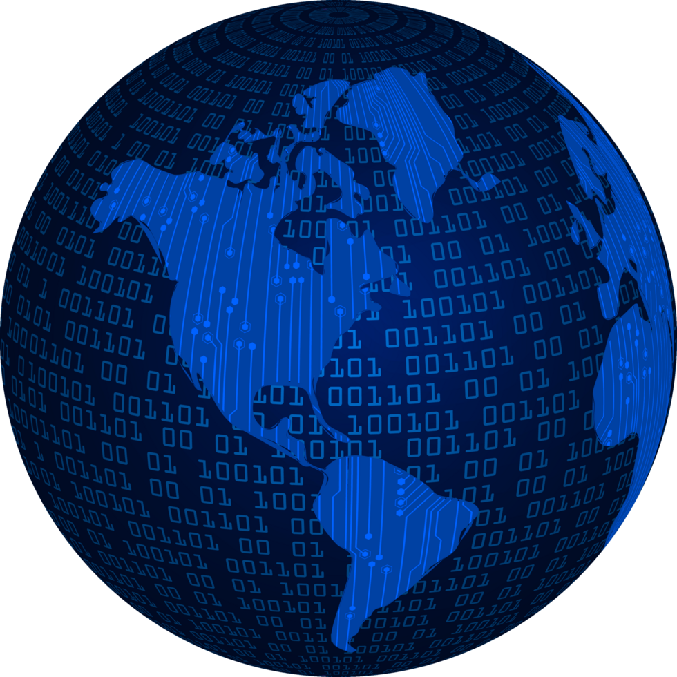 Modern Technology World Map Globe Pack png