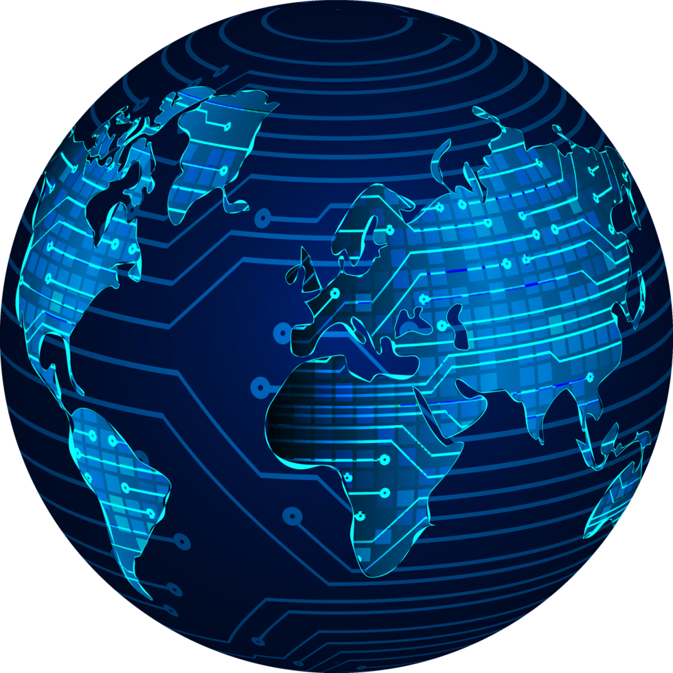 Modern Technology World Map Globe Pack png