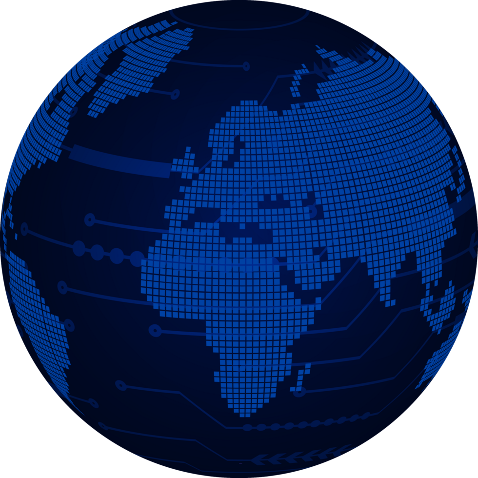 Modern Technology World Map Globe Pack png