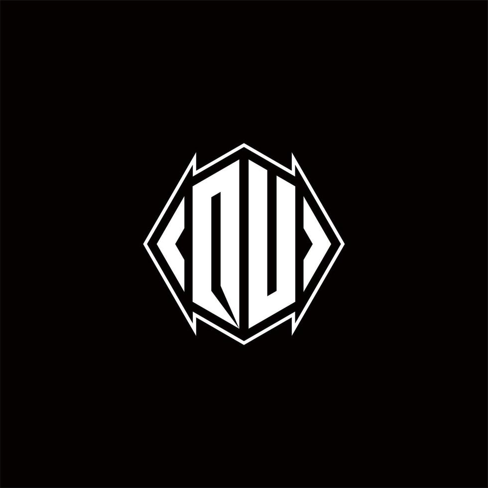 QU Logo monogram with shield shape designs template vector