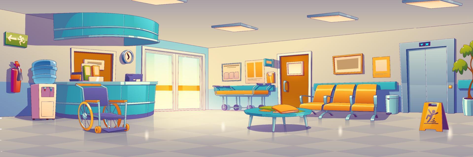 Hospital or medical clinic hall interior vector