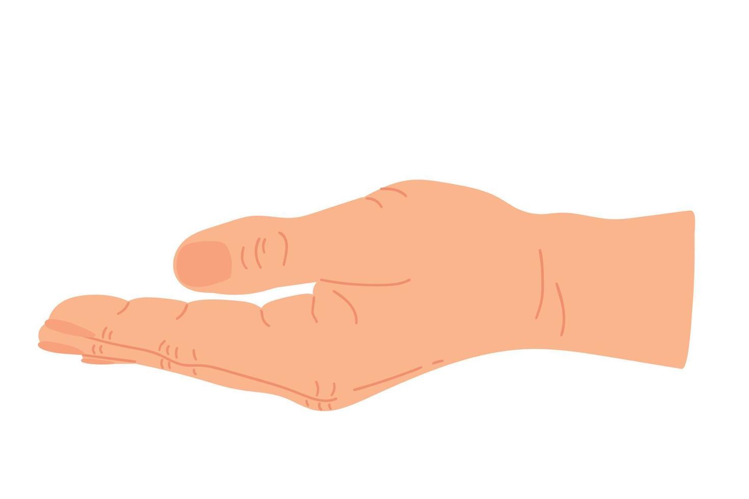 abierto mano mirando arriba para Orando y preguntando. palma mano arriba. gesto con mano. vector plano ilustración.