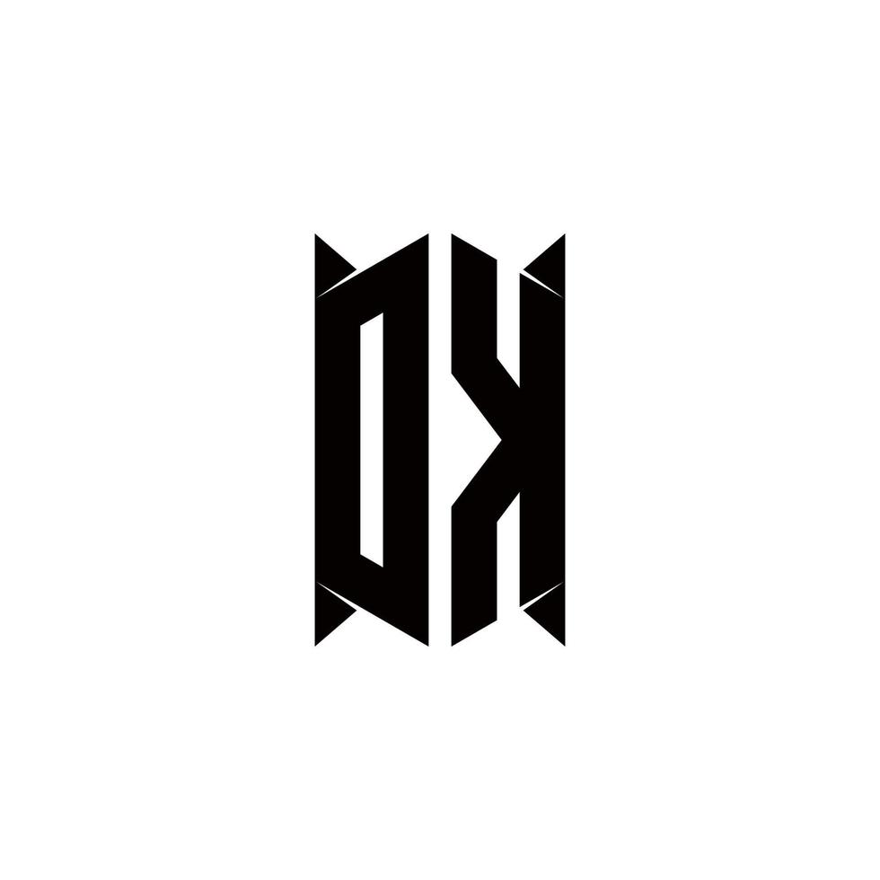 DK Logo monogram with shield shape designs template vector