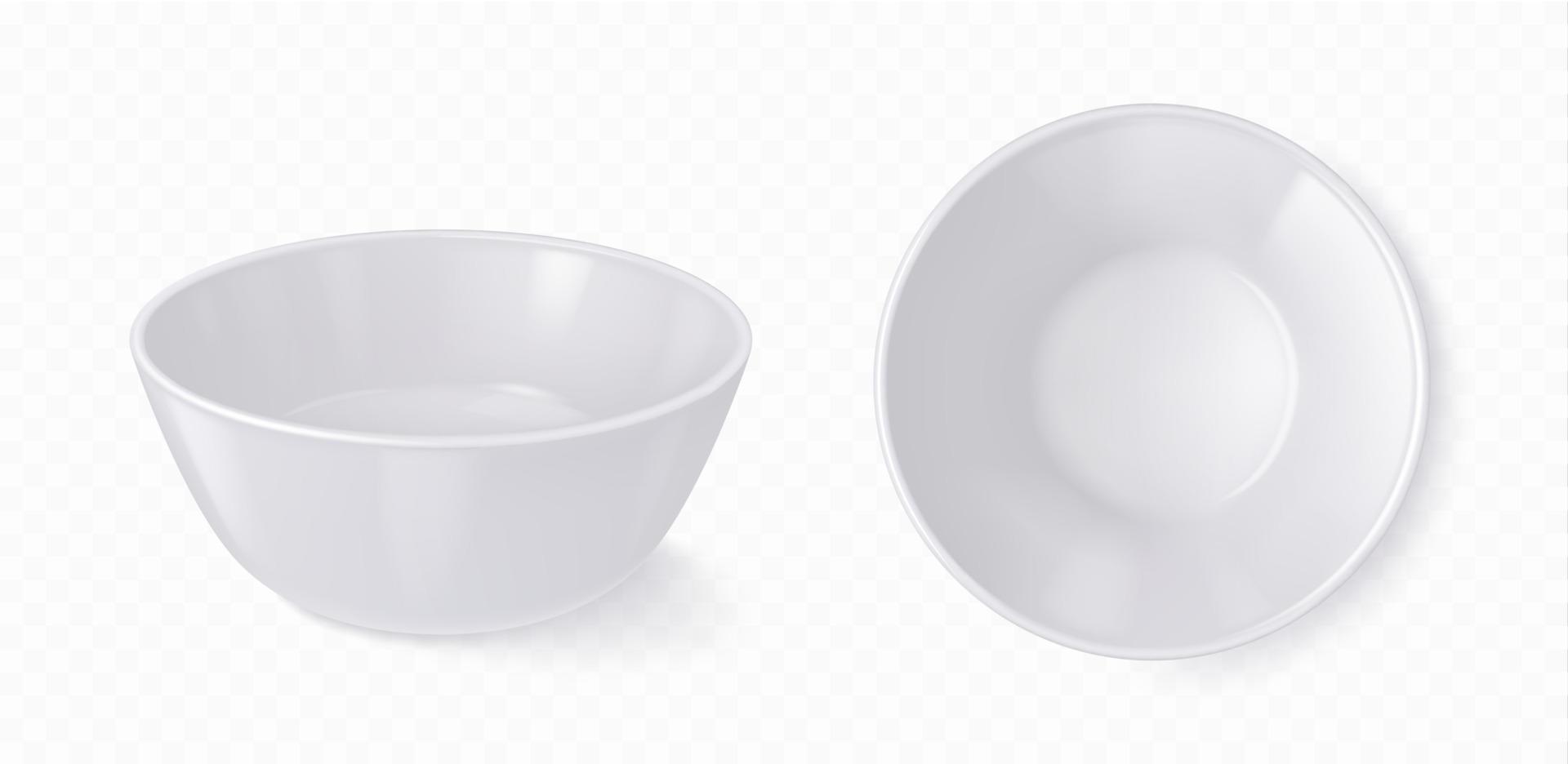 vacío blanco bol, profundo plato para líquido comida vector