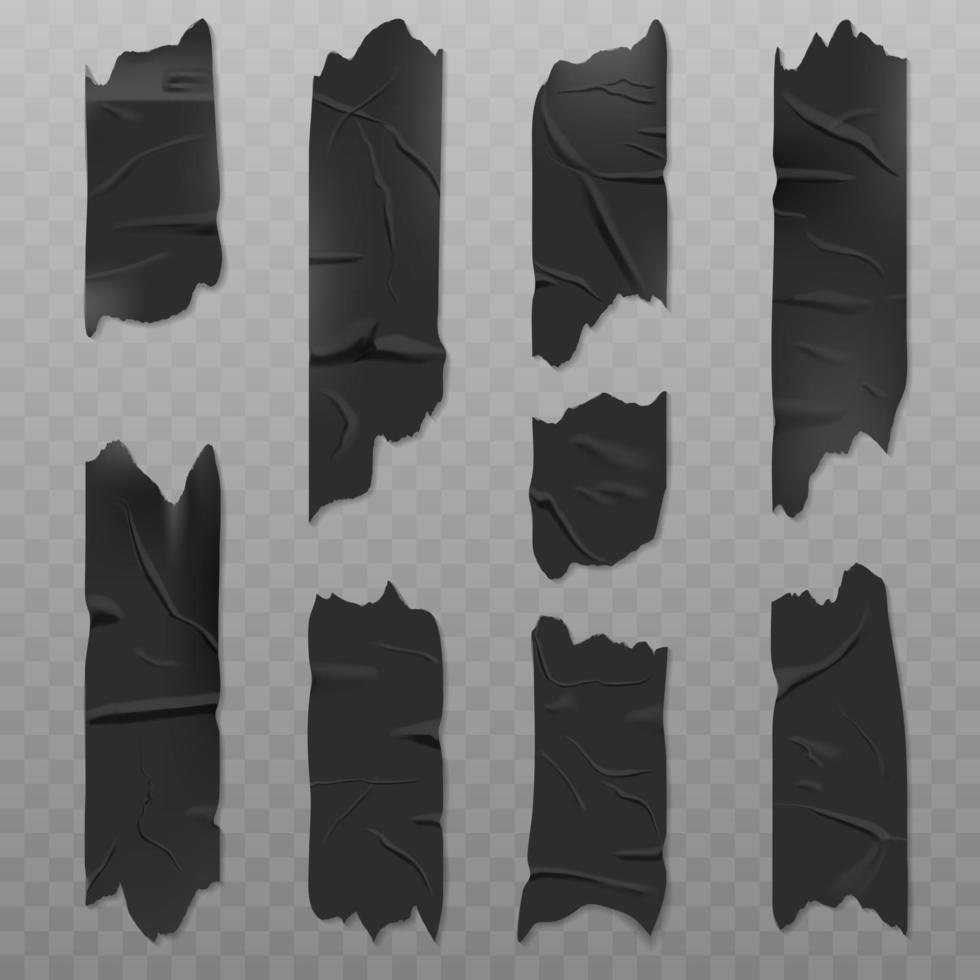Black duct adhesive tape realistic illustration vector