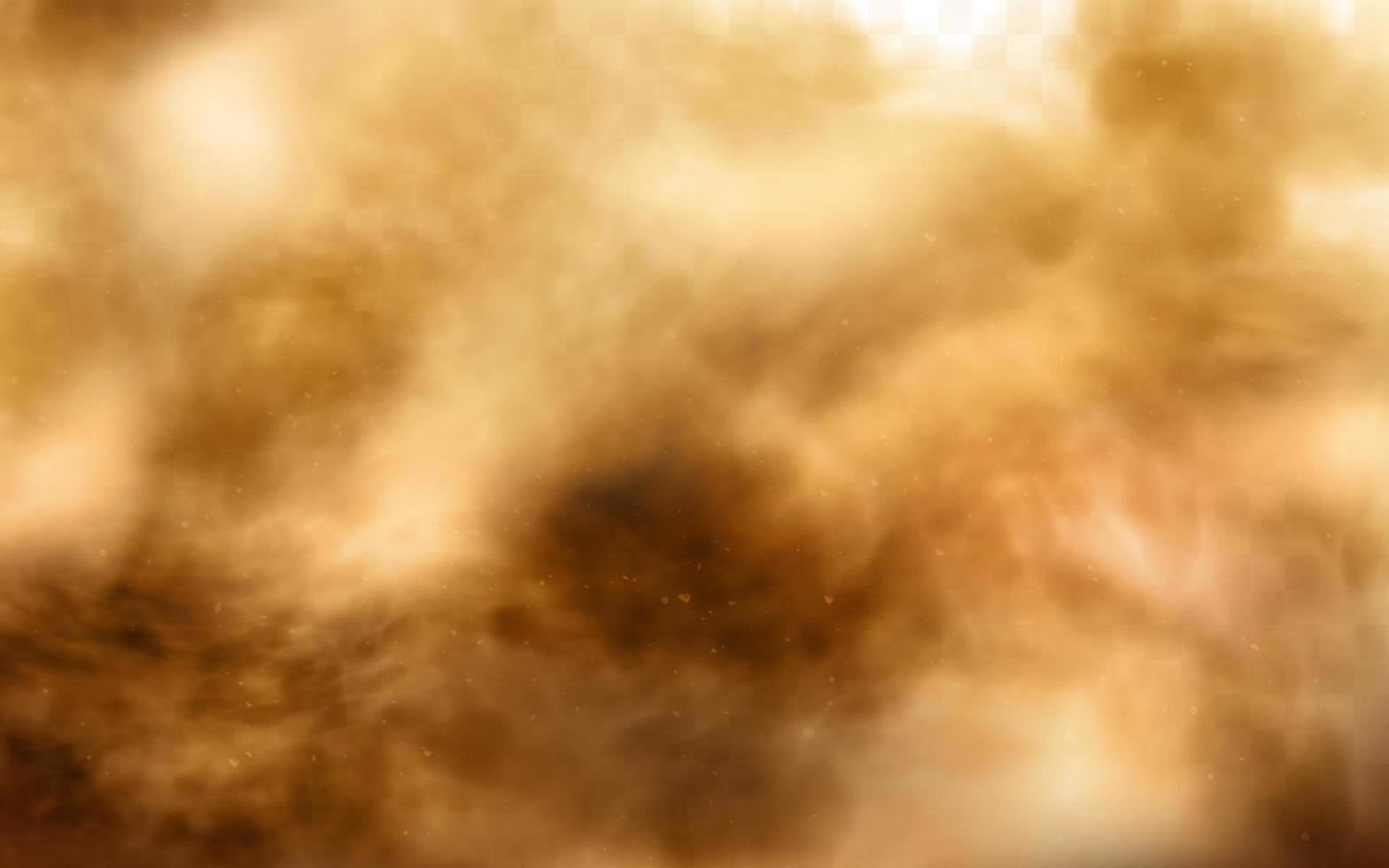 Desert sandstorm, brown dusty cloud on transparent vector