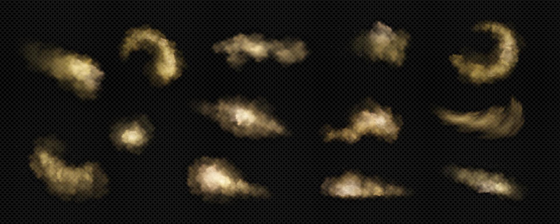 Brown dust, sand and smoke clouds set vector