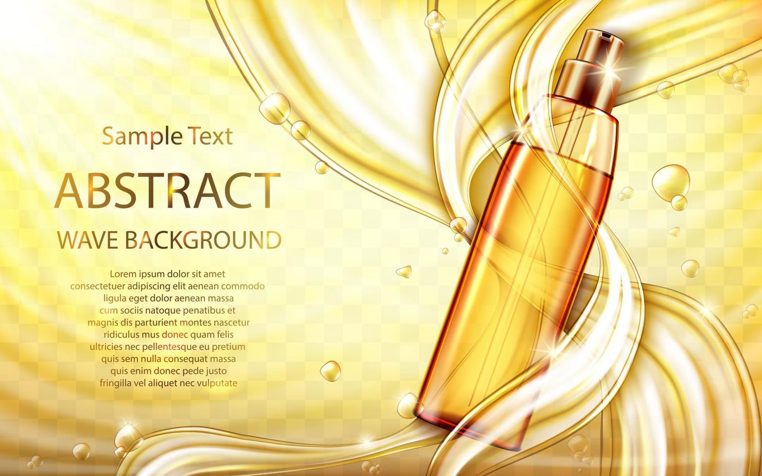 Cosmetic hair care oil with liquid splashes vector