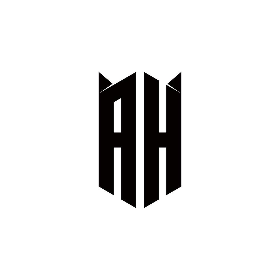 AH Logo monogram with shield shape designs template vector