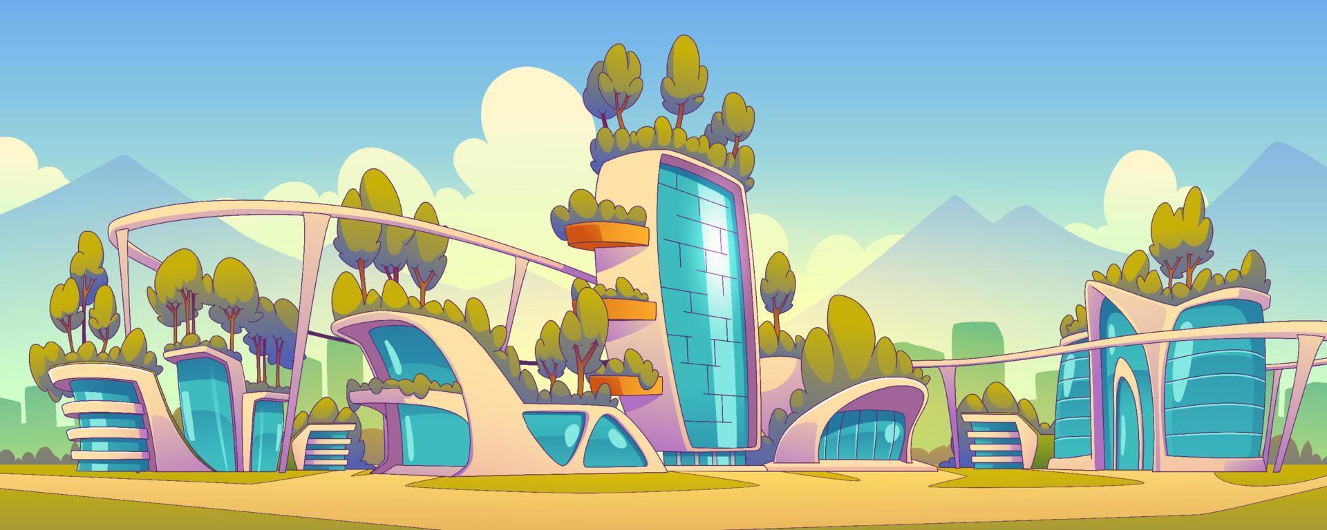 Futuristic smart city with eco buildings vector