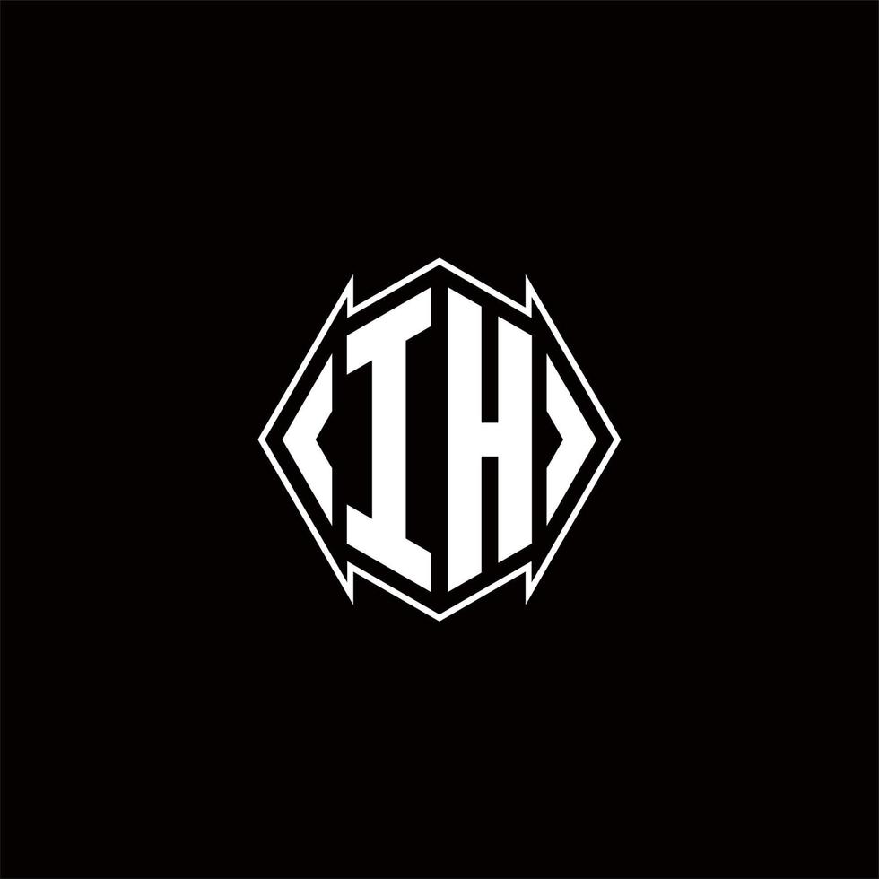 IH Logo monogram with shield shape designs template vector