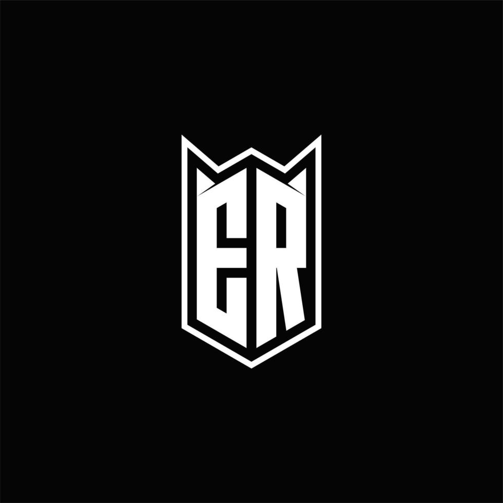 ER Logo monogram with shield shape designs template vector