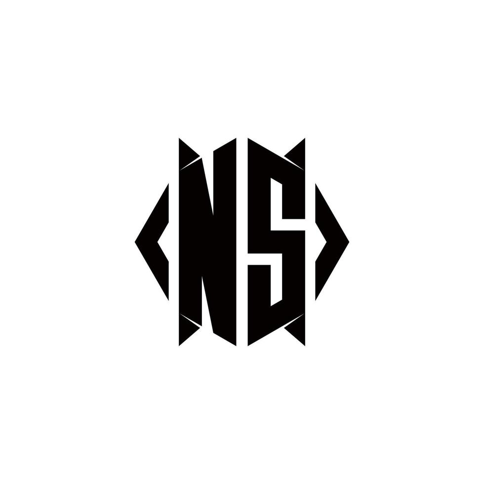 NS Logo monogram with shield shape designs template vector