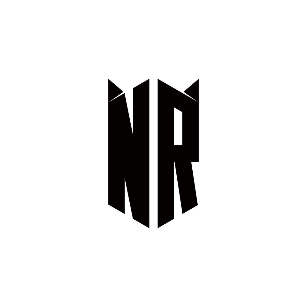 NR Logo monogram with shield shape designs template vector