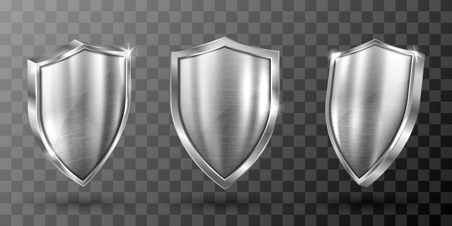 Metal shield with steel frame realistic vector