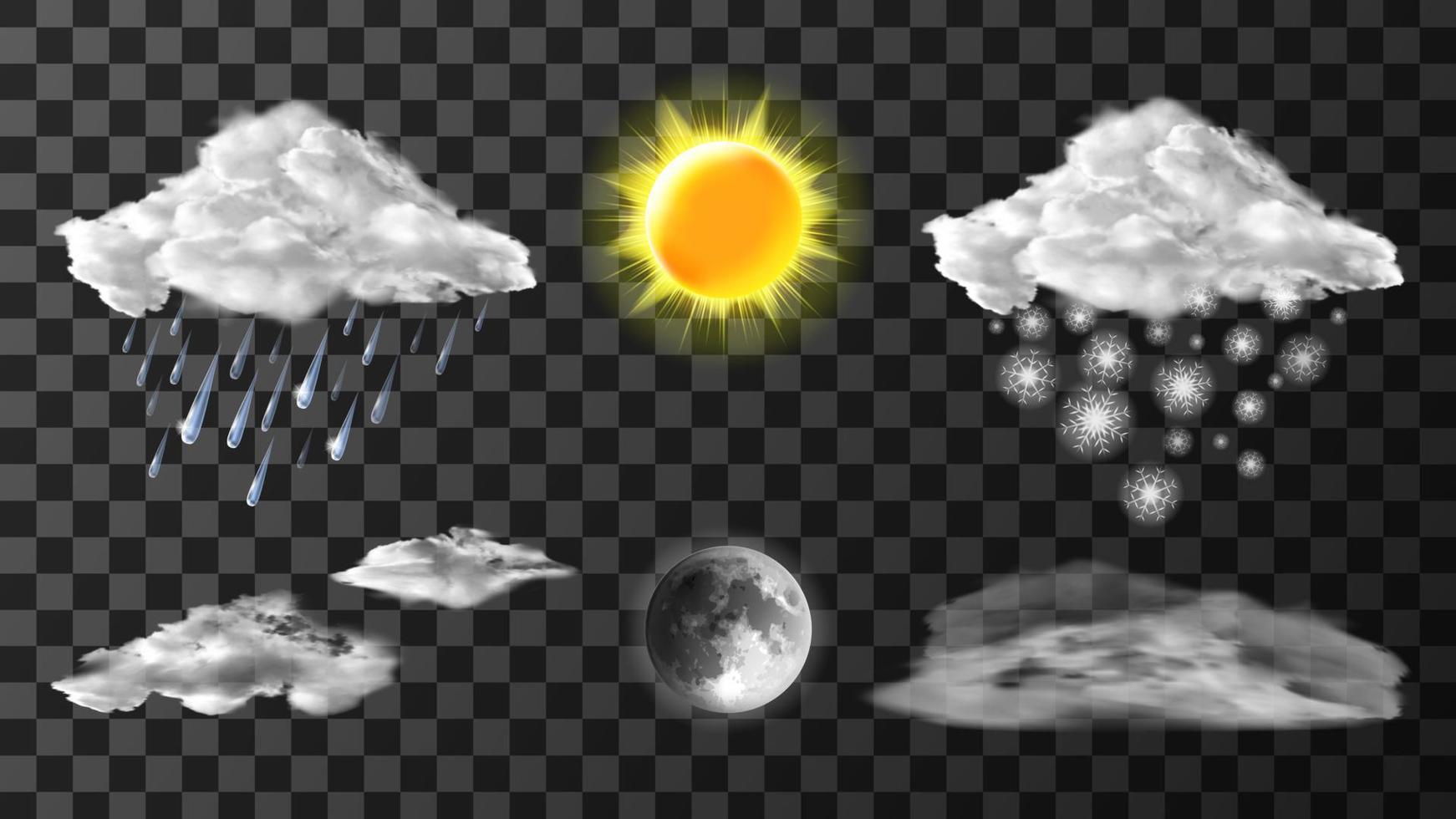 Weather meteo icons realistic set vector