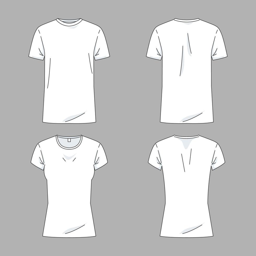 contorno blanco camiseta mocku arriba con o-cuello vector