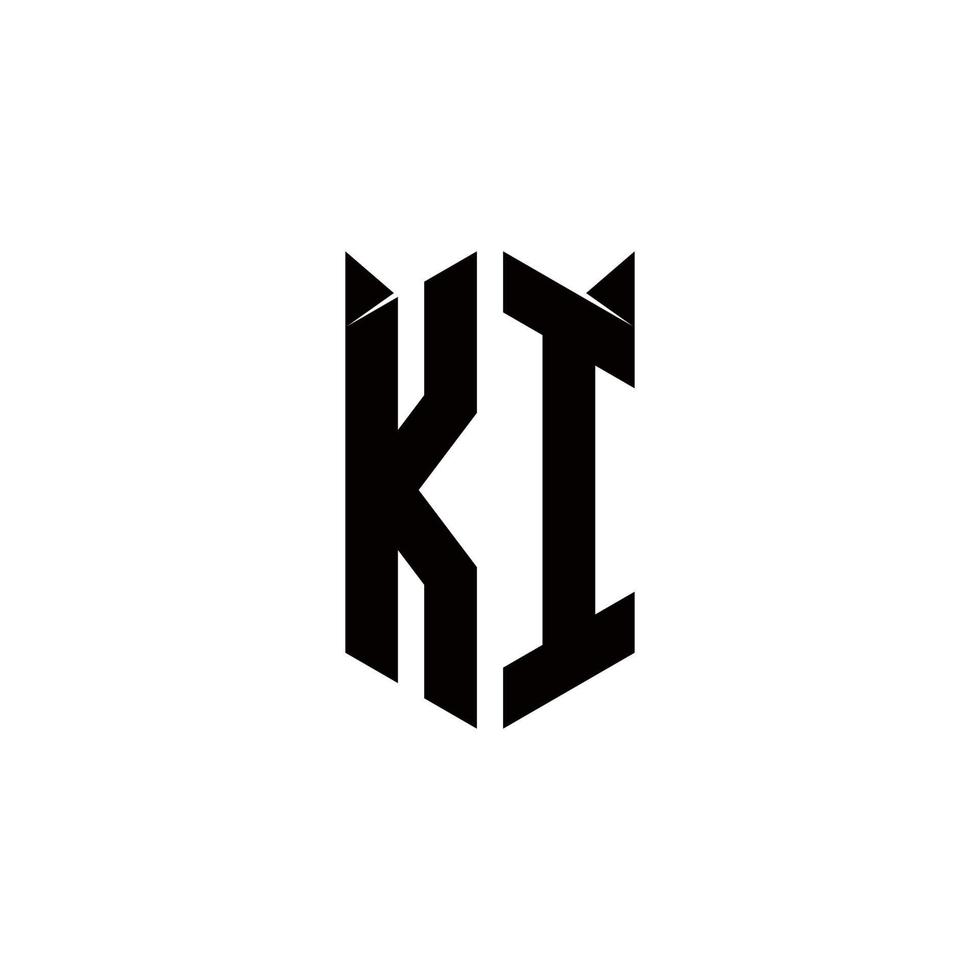 ki logo monograma con proteger forma diseños modelo vector