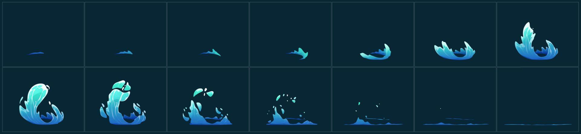 Animation sprite sheet of water splash vector