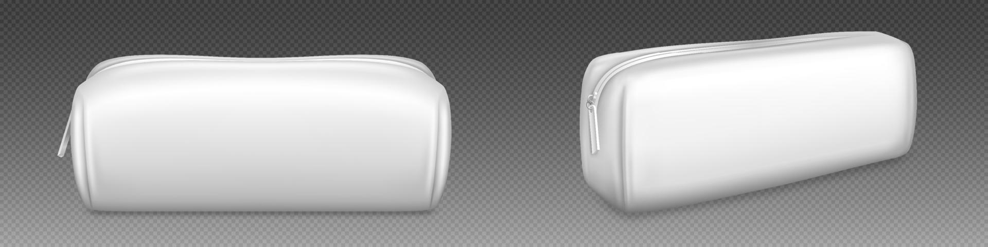 Set of white makeup bags with zipper for cosmetics vector