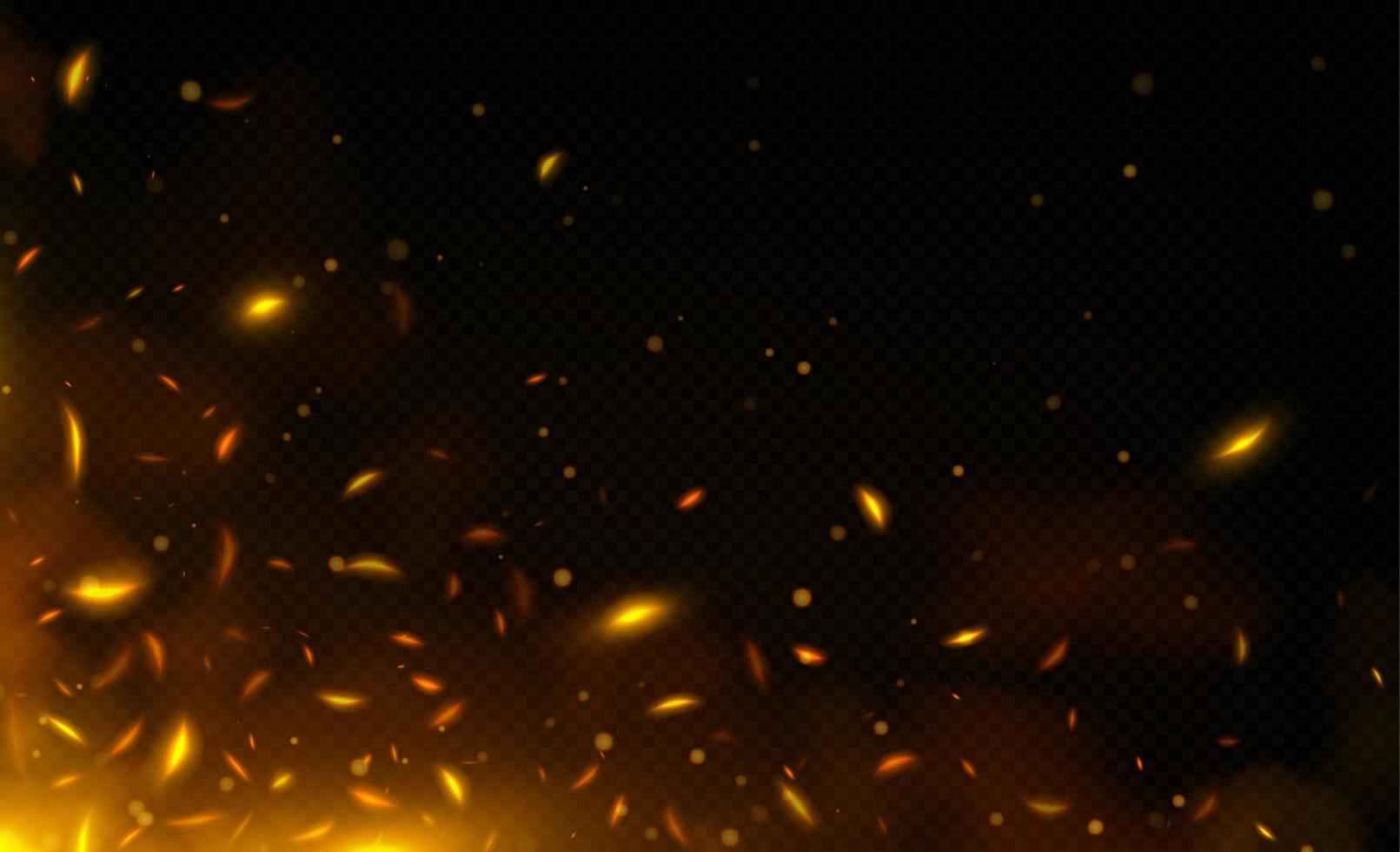 Realistic fire sparks orange flame light and smoke vector