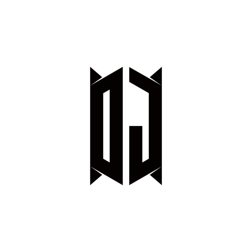 DJ Logo monogram with shield shape designs template vector