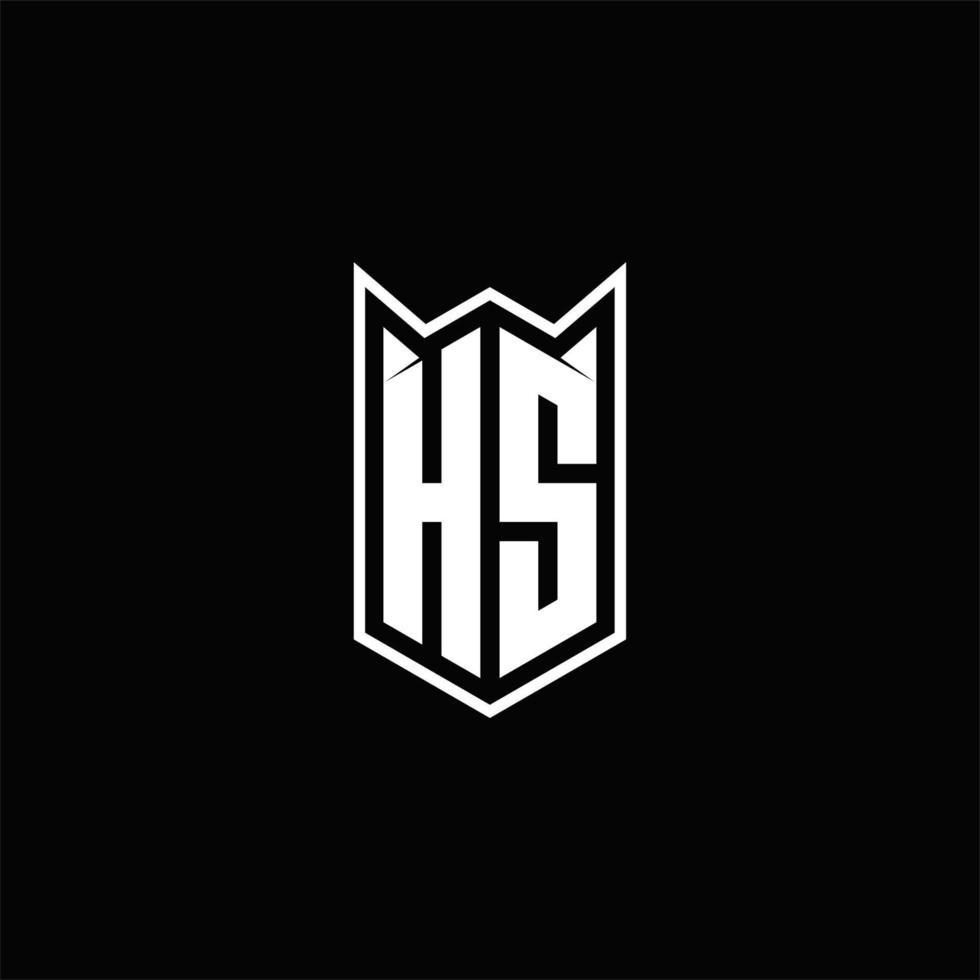 HS Logo monogram with shield shape designs template vector