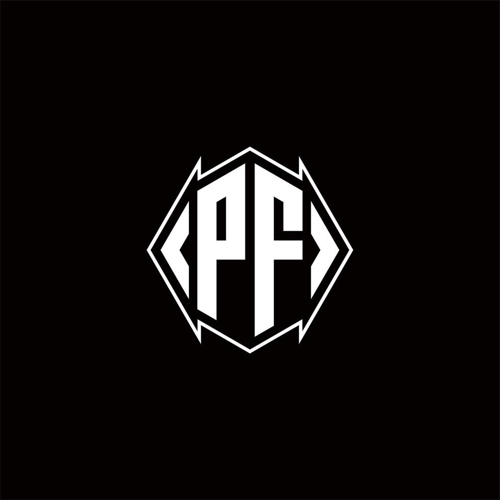 PF Logo monogram with shield shape designs template vector