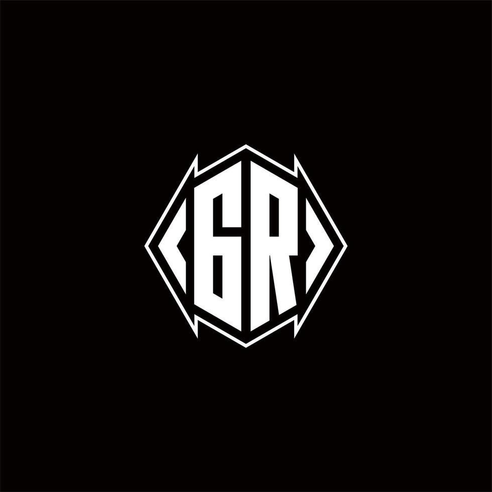 GR Logo monogram with shield shape designs template vector