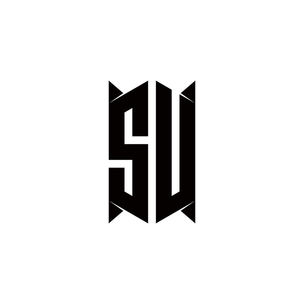 SU Logo monogram with shield shape designs template vector