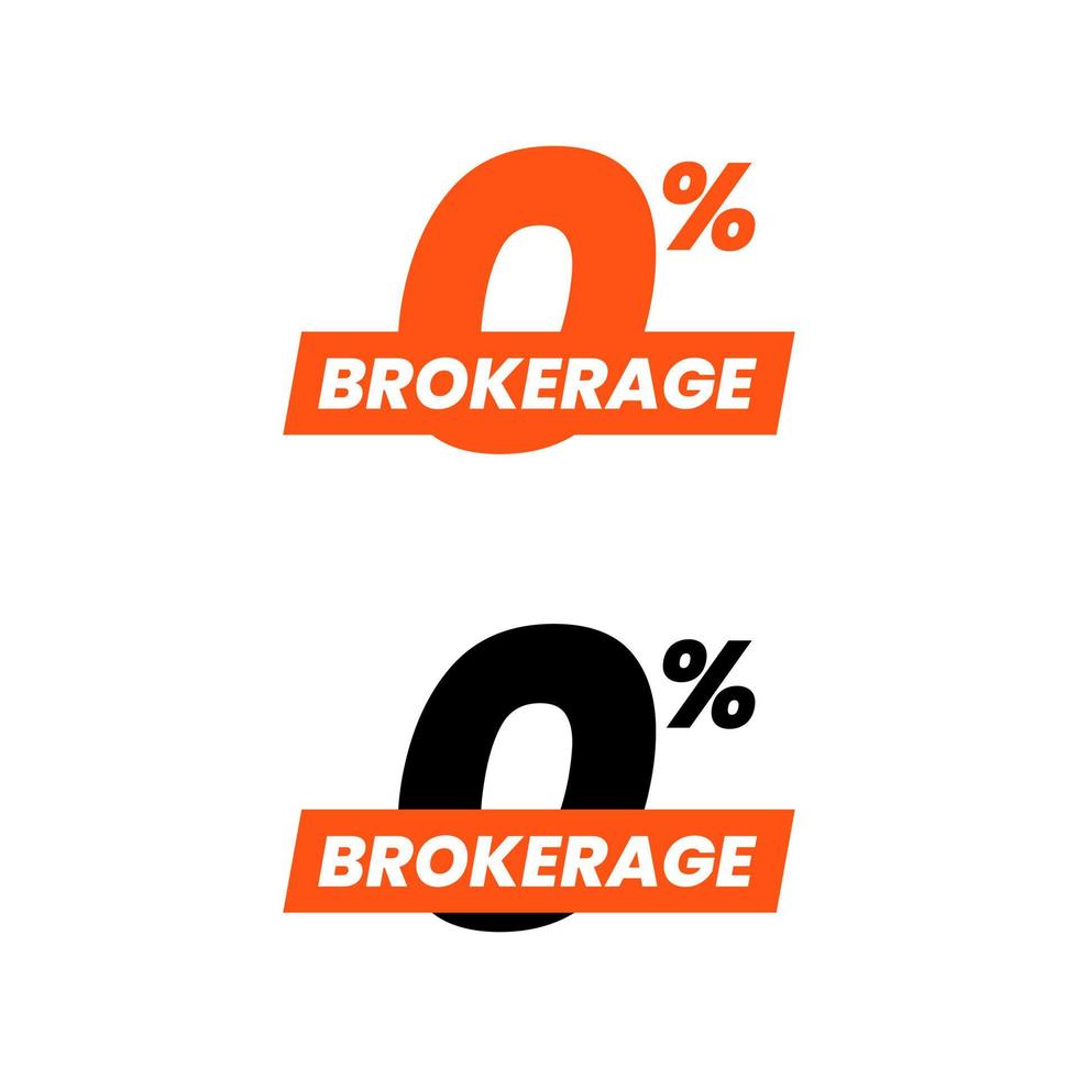 Zero brokerage commission text icon label sign design vector