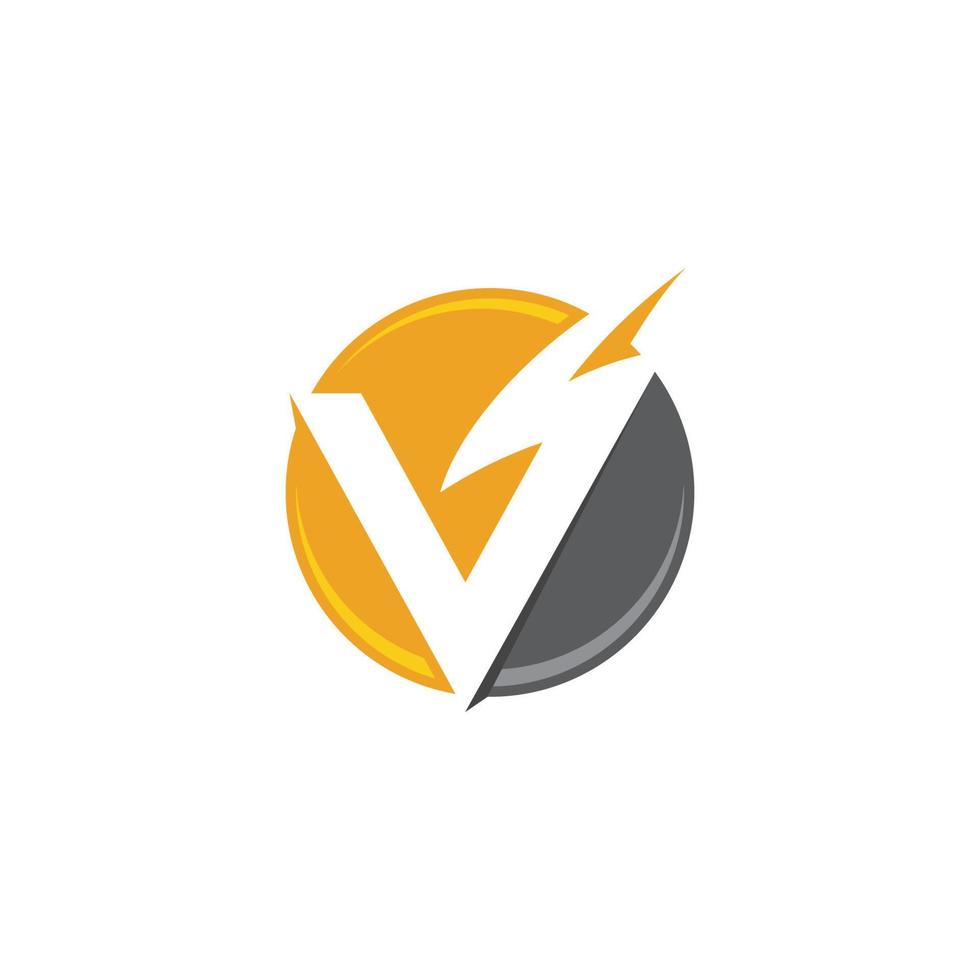 V Letter Lightning Logo Template vector