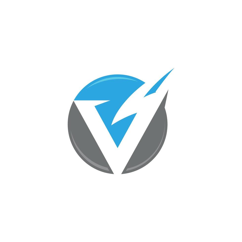 V Letter Lightning Logo Template vector