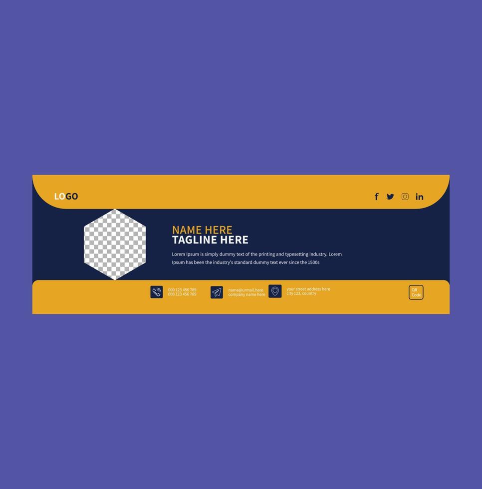 Email signature design or email footer design and personal facebook cover design template vector
