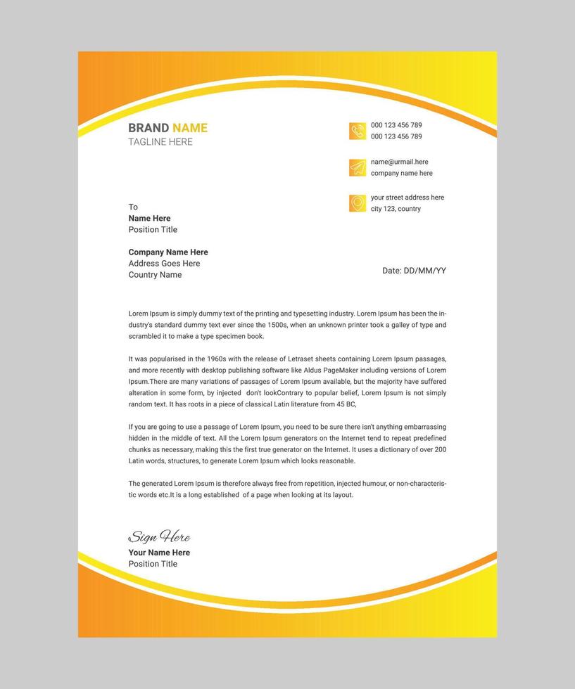 Modern company letter head design vector