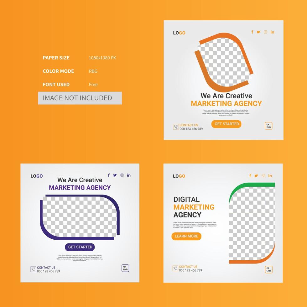 Digital marketing agency and corporate social media post design template vector