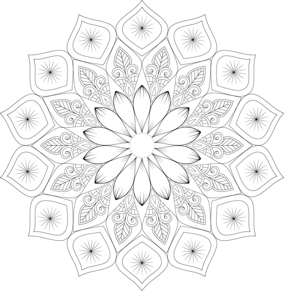 contorno mandala para colorante libro. decorativo redondo ornamento. anti estrés terapia modelo. tejido diseño. vector