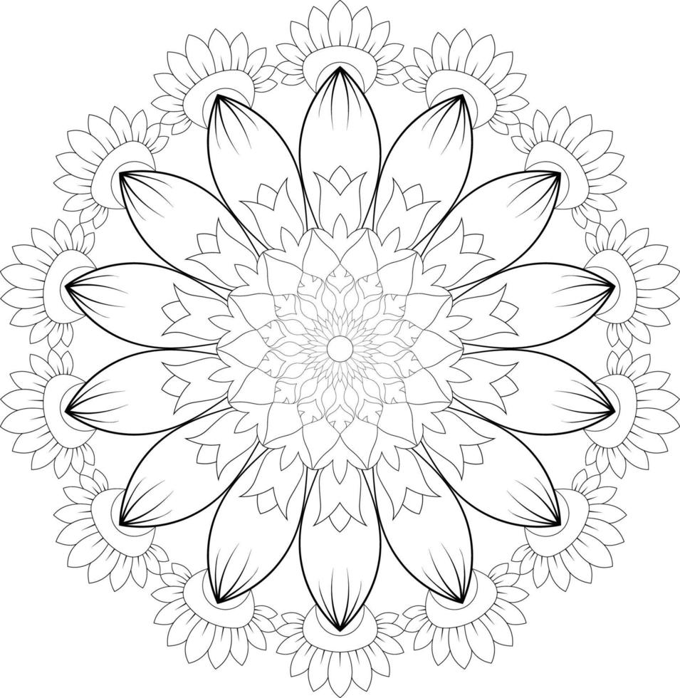 Outline mandala for coloring book. decorative round ornament. anti-stress therapy pattern. weave design. vector