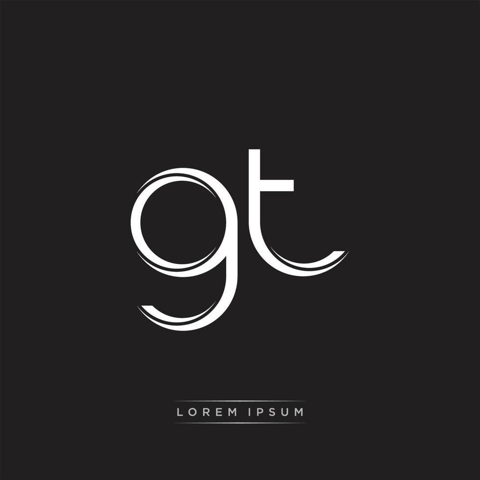GT Initial Letter Split Lowercase Logo Modern Monogram Template Isolated on Black White vector