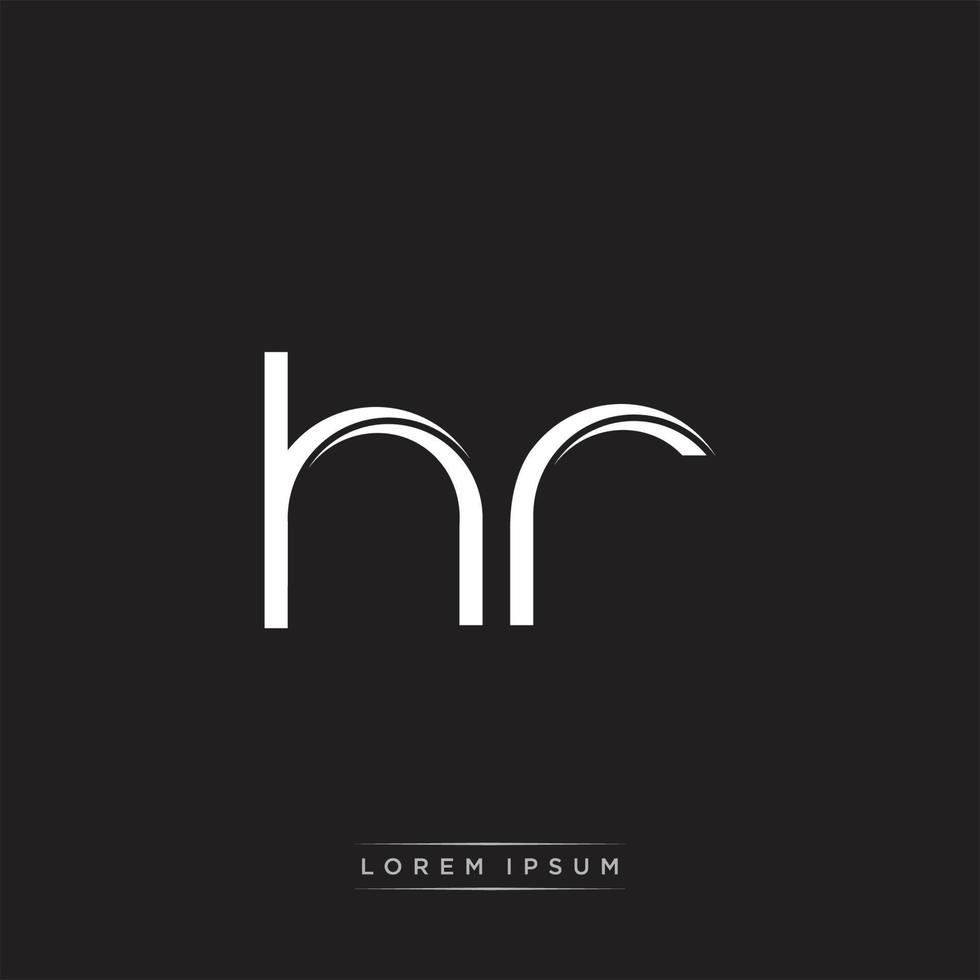 HR Initial Letter Split Lowercase Logo Modern Monogram Template Isolated on Black White vector