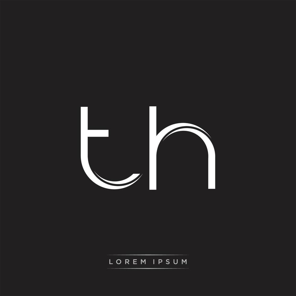 TH Initial Letter Split Lowercase Logo Modern Monogram Template Isolated on Black White vector