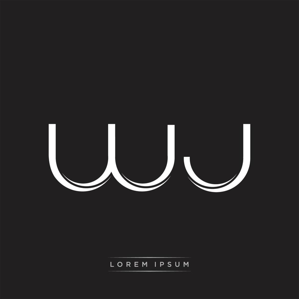 WJ Initial Letter Split Lowercase Logo Modern Monogram Template Isolated on Black White vector