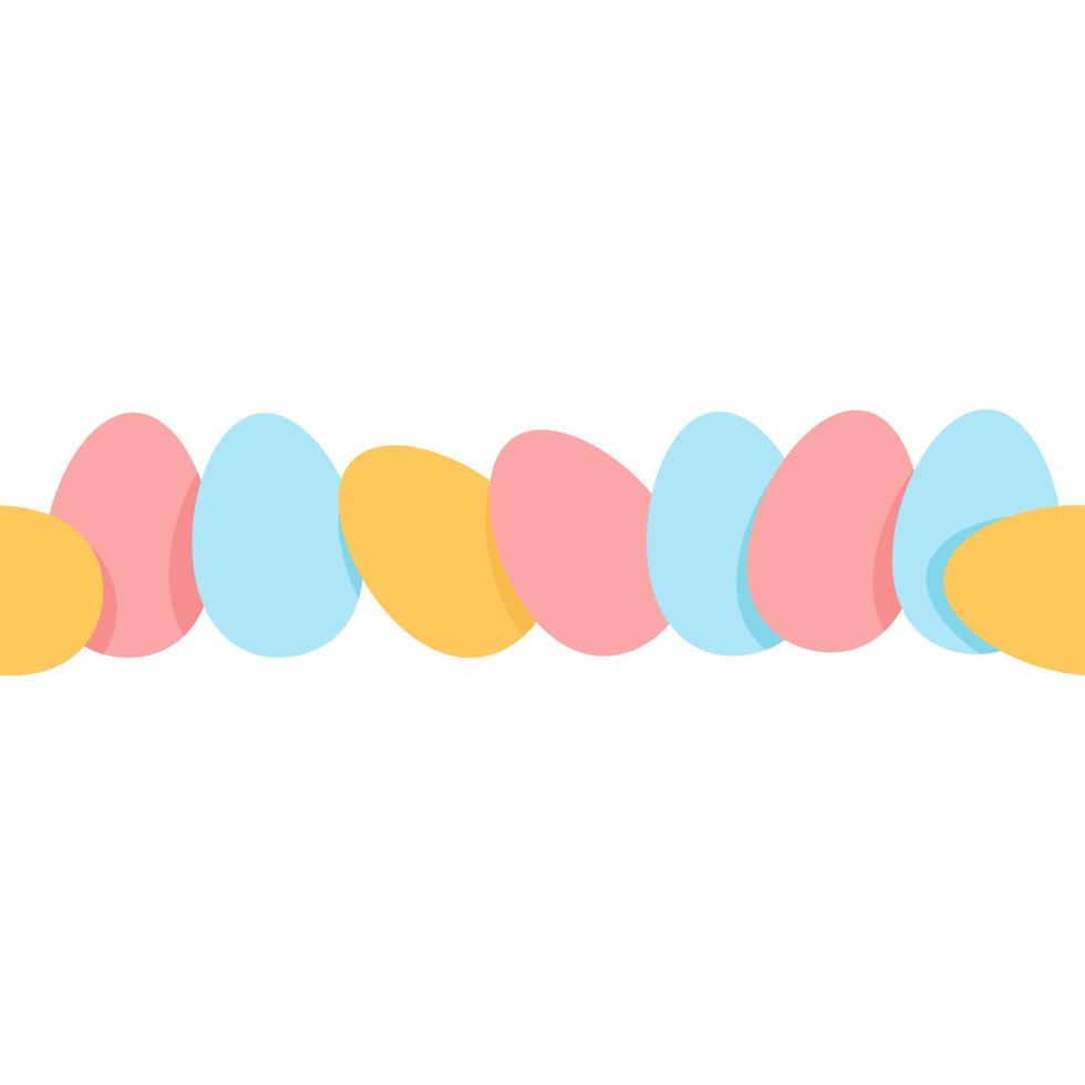 Seamless Easter border made of colorful eggs vector