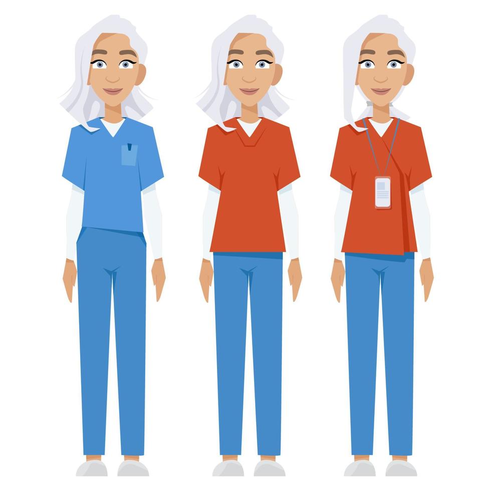 mujer médico en médico uniforme vector