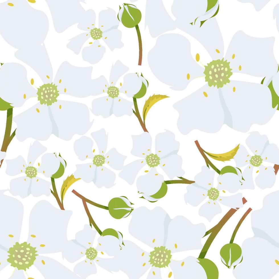 Seamless pattern with blue flowers on a white background vector
