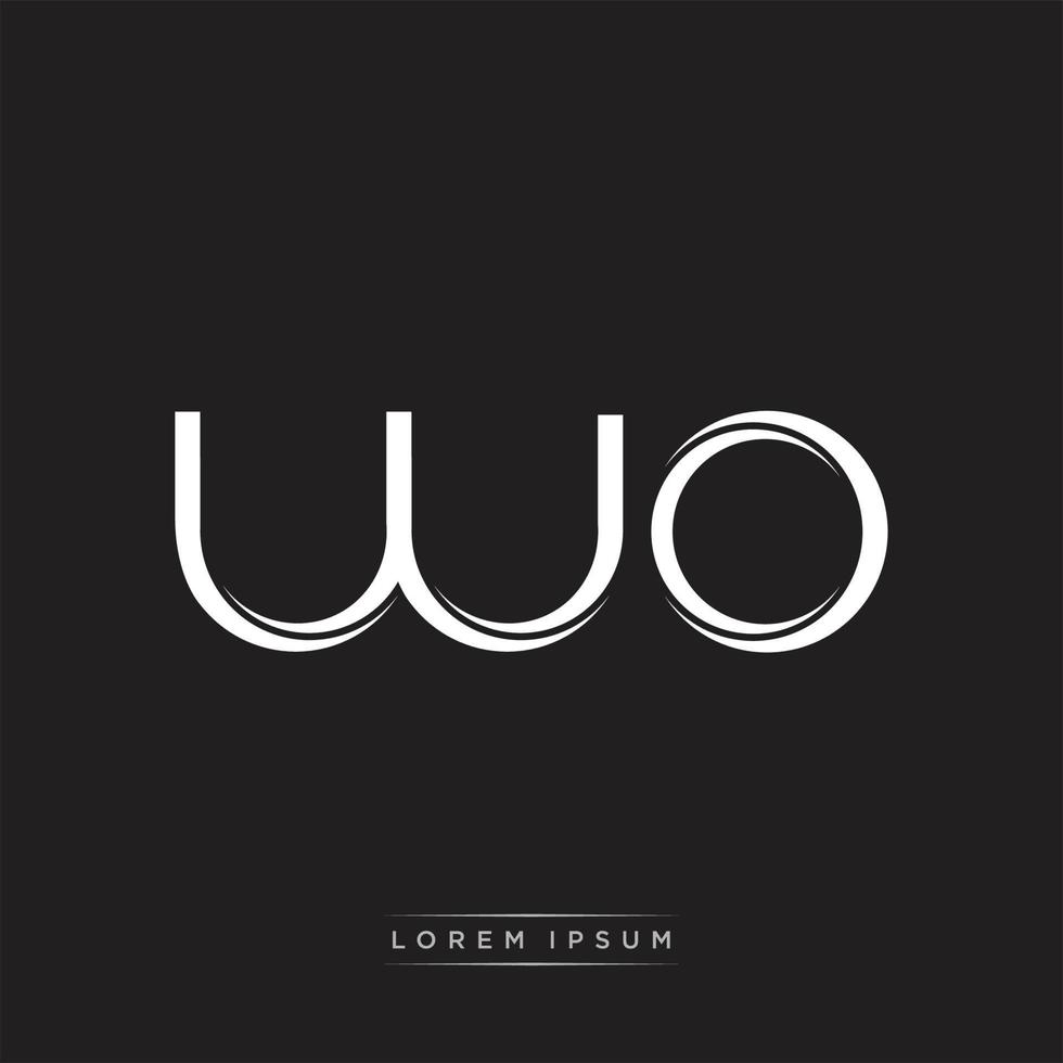 WO Initial Letter Split Lowercase Logo Modern Monogram Template Isolated on Black White vector