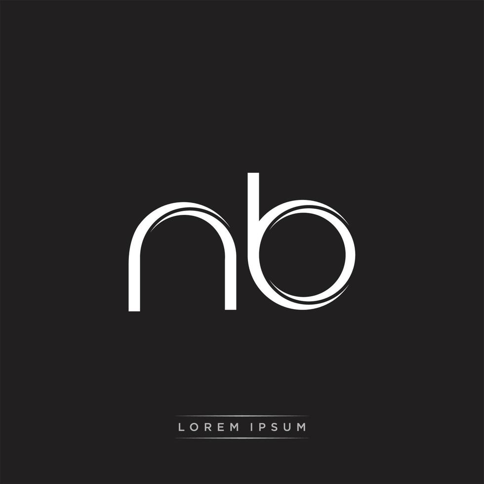 NB Initial Letter Split Lowercase Logo Modern Monogram Template Isolated on Black White vector